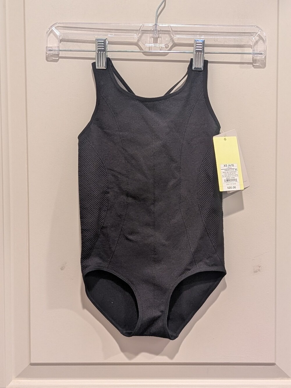 all in motion Black Girls' Ribbed One-Piece Bodysuit Leotard XS
